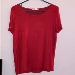 Pink Rose Red Shirt w/ Metal Rings